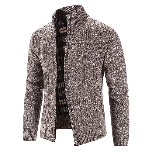 evzosrz Cardigan Sweaters for Mens Slim Fit Casual Long Sleeve Full Zip Fleece Lined Workout Knitted Sweater with Pockets2