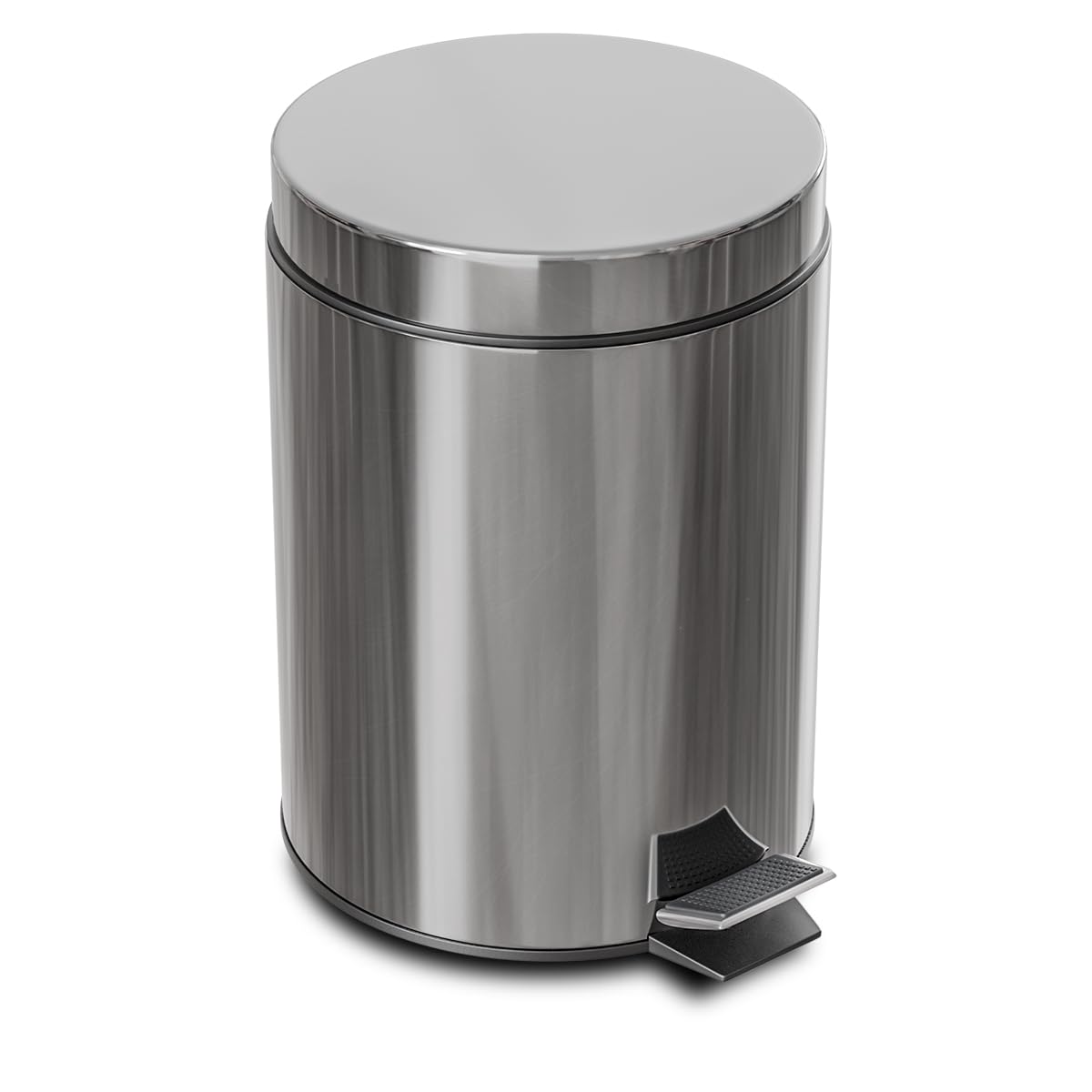 QINOFEN Cestino Gettacarte Piccolo Con Coperchio Ammortizzato E Pedale - 5,5 Litri, Acciaio Inox Anti-impronta, Filtro Anti Odore A Carboni Attivi, Per Bagno E Camera