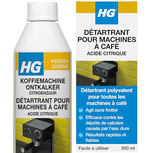 HG Détartrant pour Machine à Café, Détartrant puissant pour machines à expresso et à dosettes – 500 ml