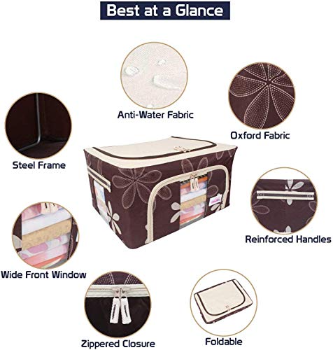 Image of Multi Functional Foldable Home Organization Steel Tip Based Waterproof Cloth Saree Cover Storage Bag with Handle (Multi Design-Color) (44 L)