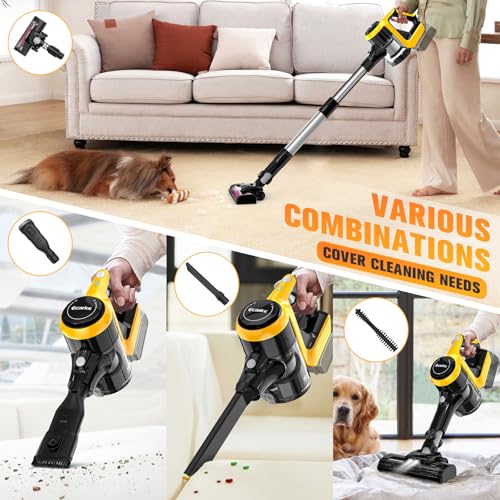 Image of Cordless Vacuum Cleaner Compatible with DeWALT 20v Battery(no Battery), 6 in 1 Lightweight Stick Vacuum with 2 Mode Suction, 250W Brushless Motor, Stick Cordless Vacuum Hardwood Floor Pet Hair