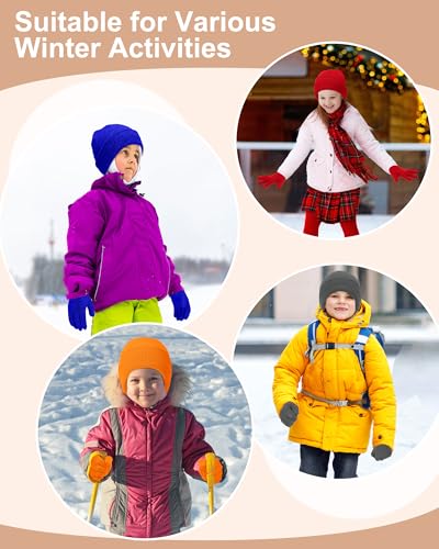 Image of JaGely 64 Pcs Kids Hats and Gloves Bulk Winter Beanies Hat Gloves for Toddler Boys Girls School Donation Wholesale