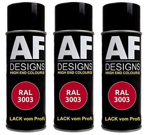 Alex Flittner Designs 3x RAL Lackspray Autolack Buntlack Spraydose RAL3003 RUBINROT matt
