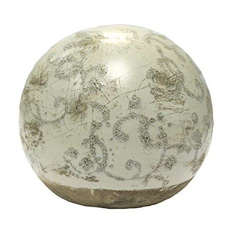 Sagebrook Home AS10115-06 Orb objeto decorativo de esfera, cimento branco, 10 x 10 x 10 cm