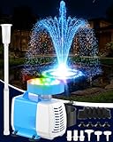3-in-1 Submersible Pump RGB Pond Filter Kits, 2026 Upgraded Pond Filter Fountain with 7 Colorful Lights, Pond Fountain Pump with 3 Spray Modes, 660GPH Submersible Water Pump for Pond, Fish Tank