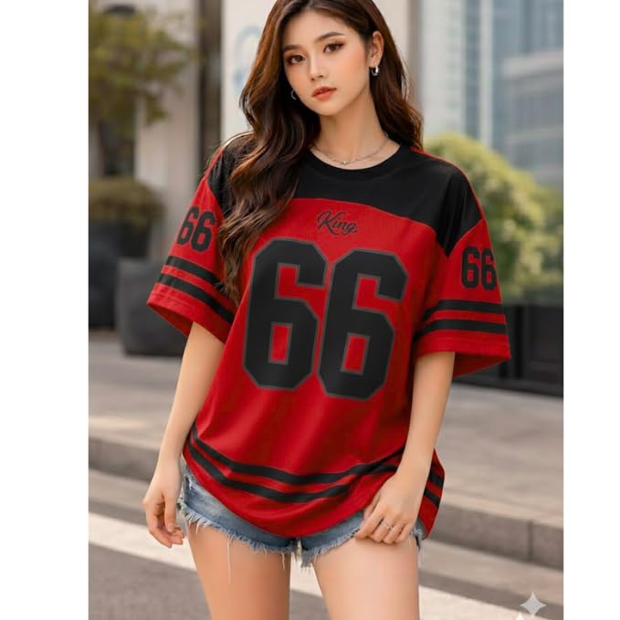 Image of BLACKSTEP Women Oversized Cotton Jersey Tshirt | Loose Fit Streetwear Casual Top | Drop Shoulder Longline T Shirt for Girls College Wear Travel Gym Daily Outfit