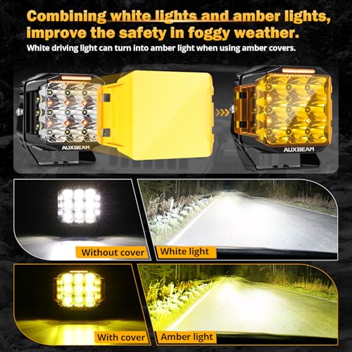 Image of Auxbeam 7 inch Off-Road Lights with 270 Side Shooter, V Max Series Pod Lights with DRL & Back Light, 228W 26100LM Spot Flood Combo Ditch Lights, Cube LED Driving Light for Jeep ATV UTV, Pair