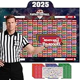 PUNCHMAN 2025-2026 Fantasy Football Draft Board Kit - 5.1x3.5 Ft Waterproof XL Fantasy Football Draft with 570+ Removable Labels (Top Rookie Sticker) & Schedule for Fantasy Football Draft Party