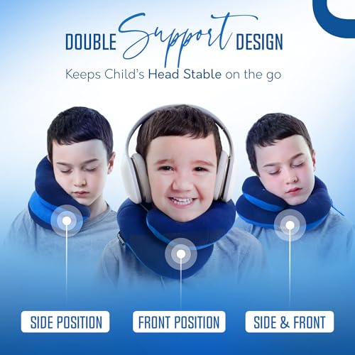 Image of BCOZZY Kids Chin Supporting Travel Pillow for Ages 3-7- Patented Soft Neck Pillow for Head and Chin Support in Car Seat and Airplane. Comfortable Travel Essential. Small Size, Bag, Unicorn