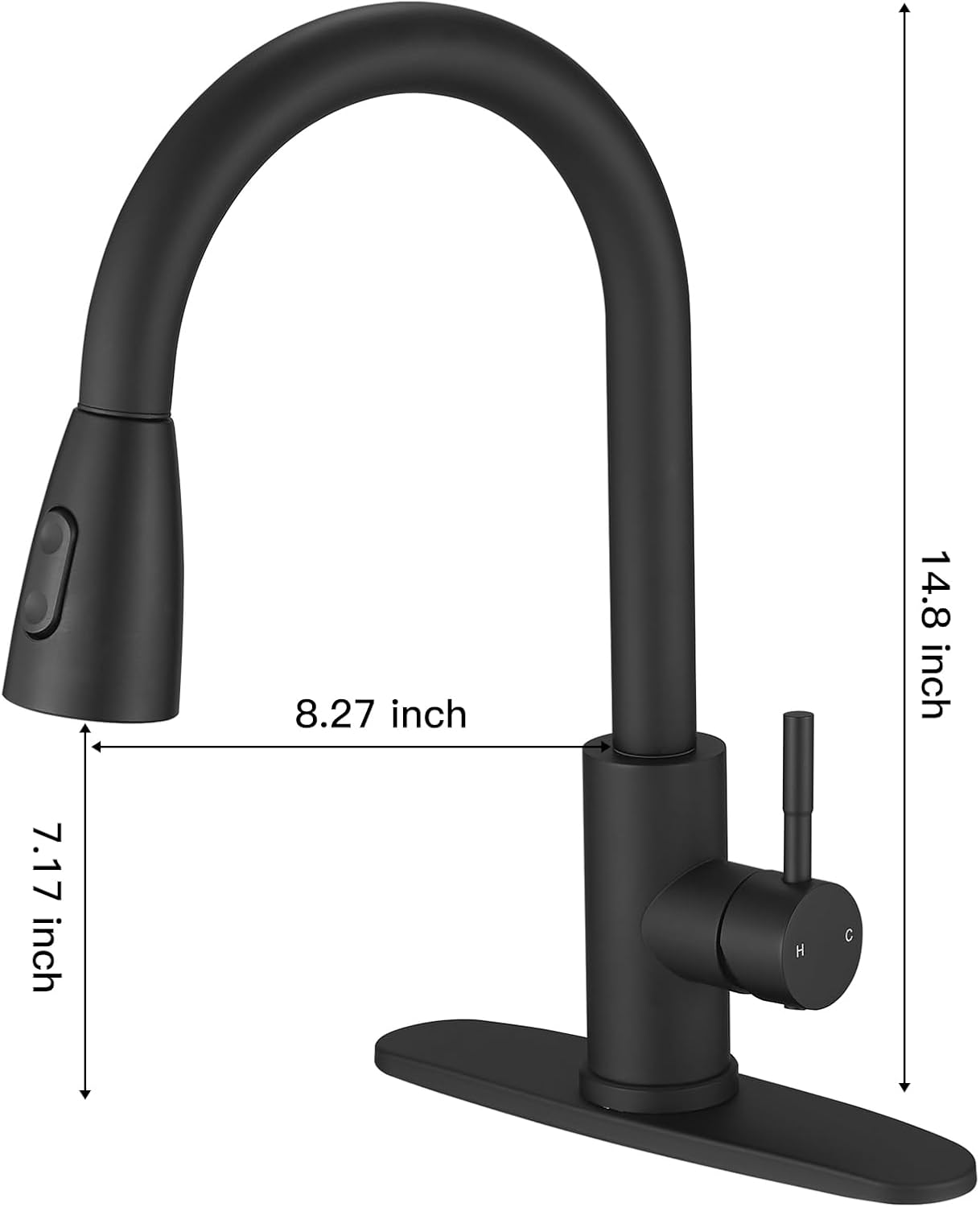Matte Black Brass Single Handle Pull Down Kitchen Faucet