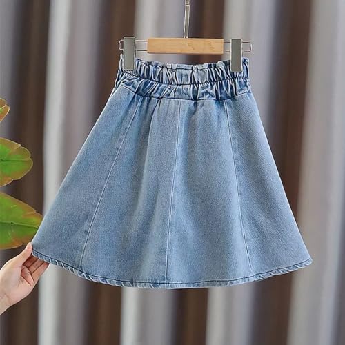 Girl’s Swing Denim Skirt Elastic High Waist A Line Pleated Casual Jean Skirt Y2K Summer Preppy Solid Casual Dress4