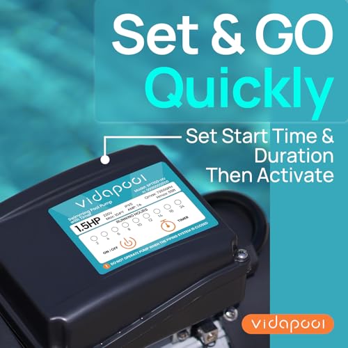 Image of 1.5HP In /Above Ground Pool Pump with Timer, 7350GPH High Flow 220V Powerful Self Primming Swimming Pool Pumps with Filter
