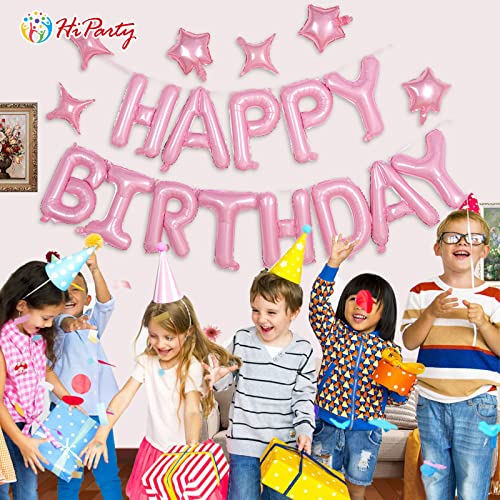 Birthday Banner (3D Pink) Mylar Foil Happy Birthday Balloons, 24Pcs Birthday Party Decorations With 6Pcs Extra Shining Star Balloons For Kids Girls Women Adults Ecofriendly Party Supplies Us9Rp #TOP3