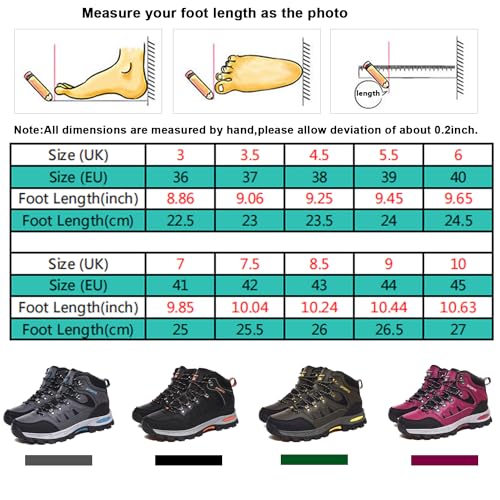 VTASQ Wanderstiefel für Herren und Damen, wasserdicht, Wanderschuhe, Turnschuhe, Outdoor, leicht, Camping, Klettern, Sneaker, rosarot, 39 EU