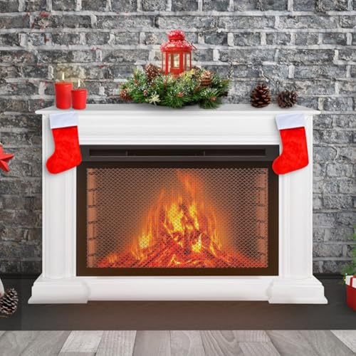 Cortinas de malla MAJORMENCH de hierro negro para chimenea pack de 2 5