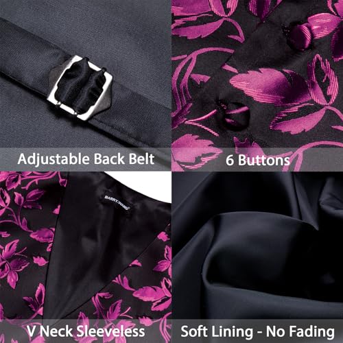 Image of Barry.Wang Formal Men Flower Vest Paisley Jacquard Silk Ties Suit Waistcoat Set Wedding 5PCS