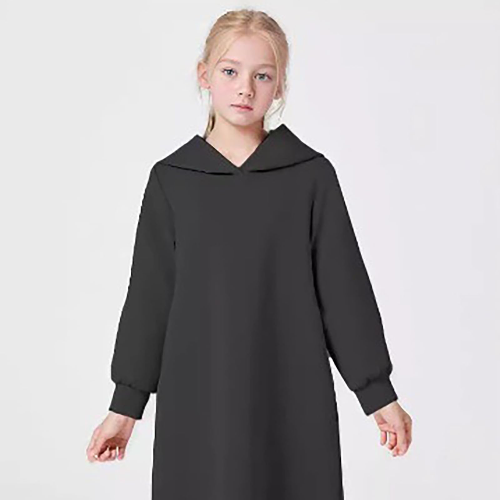 Generisch Abaya Mädchen Kapuze Langarm Bestickt Kaftan Robe mit Reißverschluss Gebetskleidung Herbst Winter Warm Gebetskleid Abaya