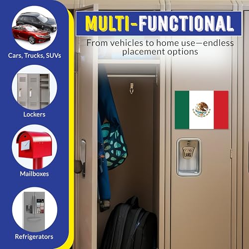 Image of Magnet Me Up Mexico Mexican Flag Car Magnet - 5x8 Inches - 2 Pack, UV Printed Vinyl - Weatherproof, Durable Magnetic Decal - Patriotic Mexico Car Accessory - Fridge, Locker, Made in USA