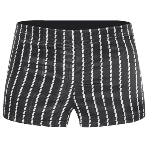 YiZYiF Mens Striped Print Swim Trunks Elastic Waist Satin Boxer Shorts Sleep Loungwear for Beach Holiday4