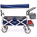 Creative Outdoor Push Pull Collapsible Folding Wagon Stroller Cart for Kids | Silver Series | Beach Park Garden & Tailgate | Navy Blue