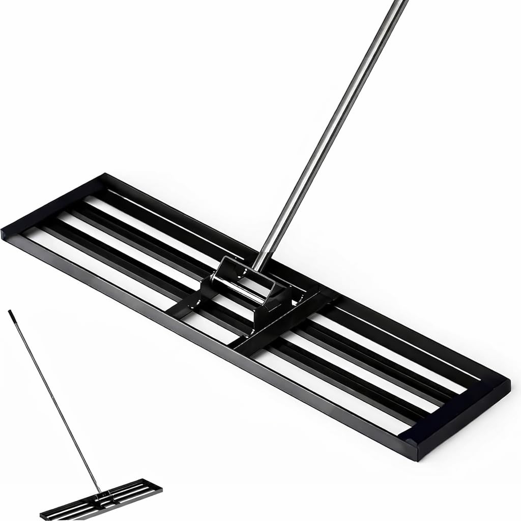 Grande rastrello livellatore per prato, strumento di livellamento del suolo per giardino, terriccio, strumento di classificazione per rinnovamento dell'erba resistente