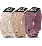 TOYOUTHS 3 Stück Löwenzahn Floral Gravierte Armband Kompatibel mit Fitbit Charge 6/Charge 5 Armba...