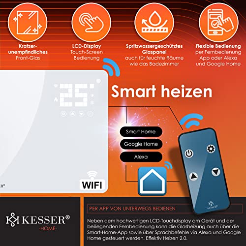 KESSER® Termoconvettore in vetro con funzione APP