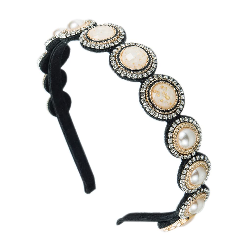 1Pcs Crystal Rhinestone Headbands Velvet Padded Wide Headwear Diamond Beaded Bling Hairbands Non-slip Hard Headbands for Women Girls Daily Wearing Party Wedding Hair Accessories