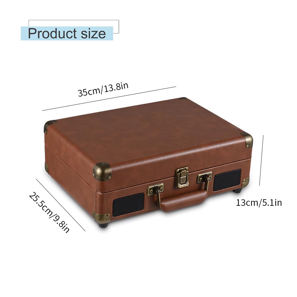 Jeffergarden Player De Discos Retro con Transmisión Inalámbrica 33 45 78 RPM Toca Discos para Reproducción De Cartas SD USB Puerto De 3.5 Mm con Altavoces Estéreo Incorporados (Brown)