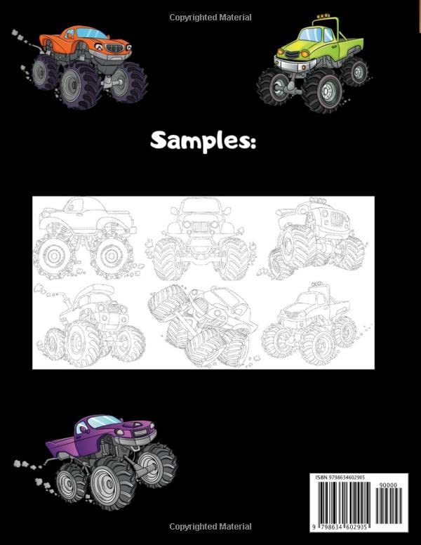 Monster Truck Trace The Drawing: Easy Tracing Images Activity Book with Cool Cars for Preschool Kids and Toddlers - Perfect Trace Pictures and Color Funny Gift for Boys for Birthday Christmas Easter image 2