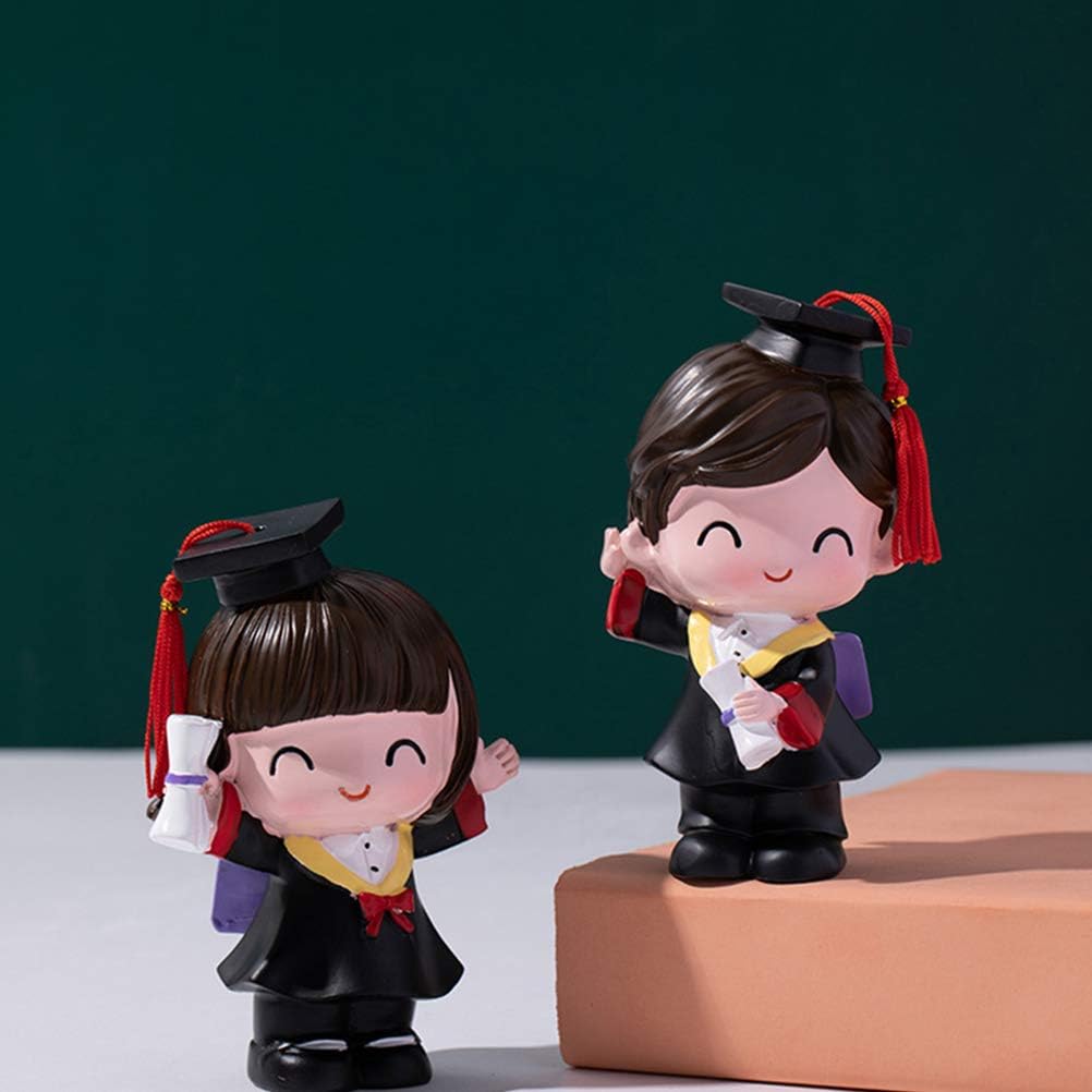 LUOZZY 2 Pcs Boy Girl Graduation Cake Topper 2025 Graduation Cupcake Decorations Tabletop Decor Party Favors Gifts