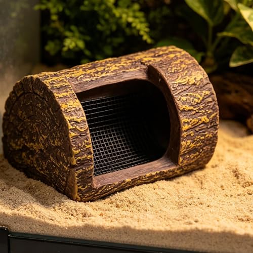 Plato de comida para reptiles y bandeja antifugas con forma de tocón 3