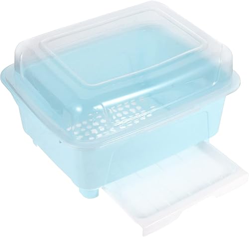 STOBAZA Organizador de escurridor de platos, caja de almacenamiento de cubiertos, soporte para palillos, recipiente de drenaje