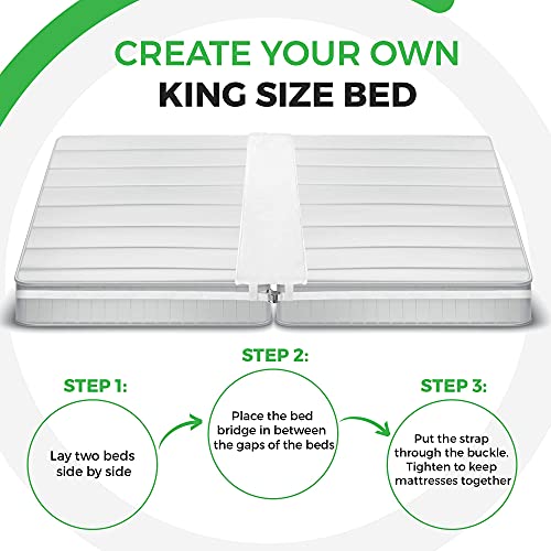HomeFrog Bed Bridge - Twin to King Mattress Connector Converter Kit - Extra Wide Memory Foam Bed Gap Filler - Adjustable Strap with Anti Slip Dual Loop Design to Create King Bed