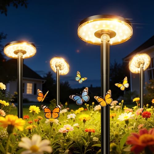 KOOPER 3X Larger & Taller Solar Pathway Lights Outdoor 6 Pack Metal Solar Powered Garden Lights Waterproof 2 Lighting Modes Adjustable Solar Landscape Path Lights for Outside Yard Walkway Driveway