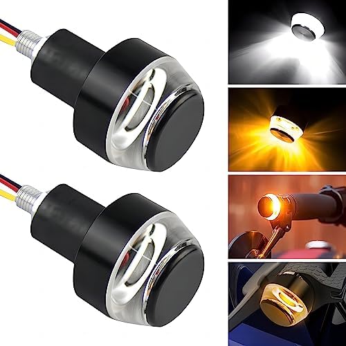 ZKFAR Pack2 Motorcycle Turn Signal Light, Motorcycle Handlebar End Light, 12V