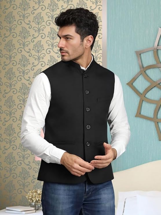Image of Semi Formal Waistcoat for Men, Cotton Jacket for Diwali, Wedding, Ethnic, Office Party, Formal and Casual Look