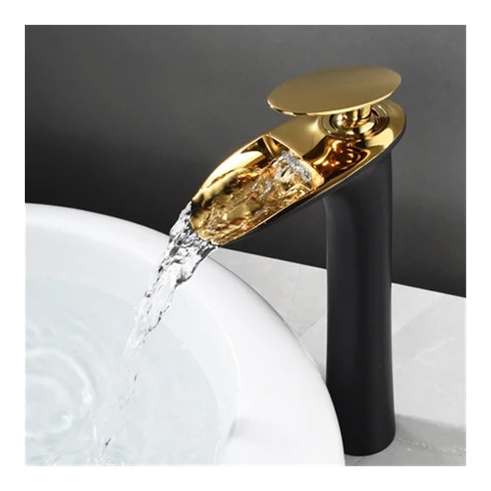 Blyqxs 16 Brass Hot And Cold Waterfall Faucet Countertop Basin Washbasin Black/White/Gold Heightened Models Faucet W3044(16)