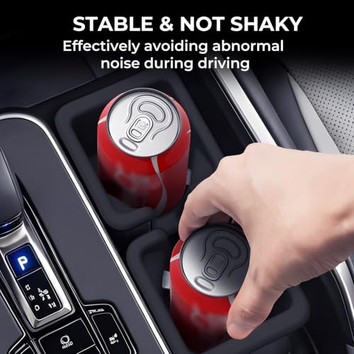 Image of Center Console Cup Holder Inserts for Lexus TX TX350 /TX500h /TX550h+ 2026 2025 2024, Interior Accessories Center Console Silicone Car Cup Holders Covers Protector for 2024-2026 TX, Black
