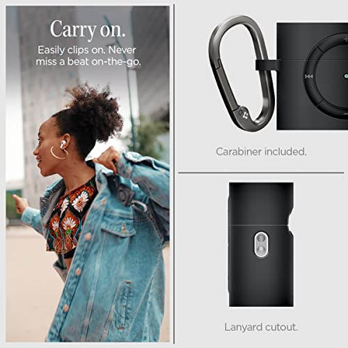 Image of Spigen for AirPods Pro 2(2022 /2023) Case, Carabiner Included, Durable, Shock-Proof Cover, (Classic Shuffle) - Charcoal