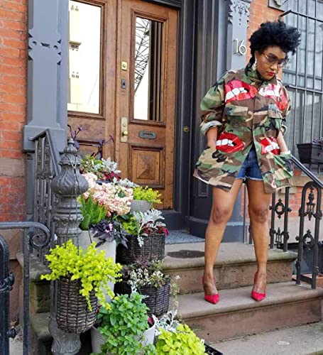 NRTHYE Women Camo Blazer Jacket Lapel Long Sleeve Army Bomber Jacket Coat Classic Pockets Jacket Overcoat2