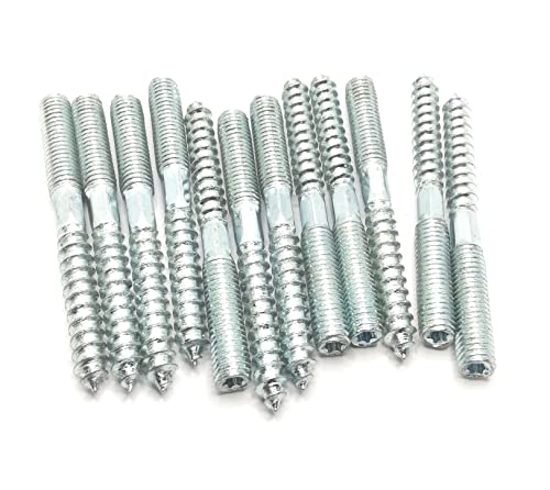 Image of Hanger Bolt M8x79 Silvery Double Headed Bolt Self-Tapping Screw with Hexagon for Furniture 12Pcs