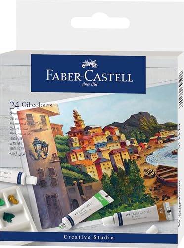Faber-Castell 379524 - Set de peintures à l'huile, 24 tubes de 9 ml chacun, pour débutants et artistes