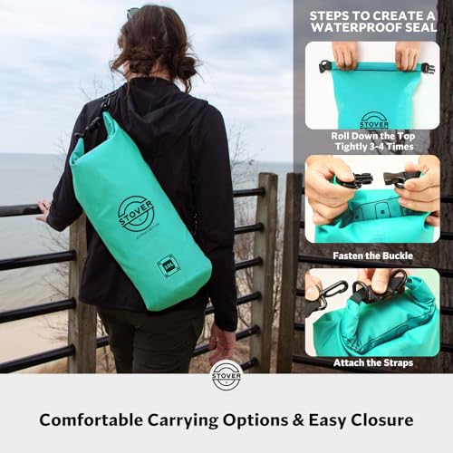 Image of STOVER 5 /10 /25 /30 /40L Waterproof Dry Bag, Medium Lightweight Roll Top Dry Bag Backpack w /Waterproof Phone Case, Kayaking, Travel, Hiking, Fishing, Tubing, Camping, the Beach, Men /Women (Teal)