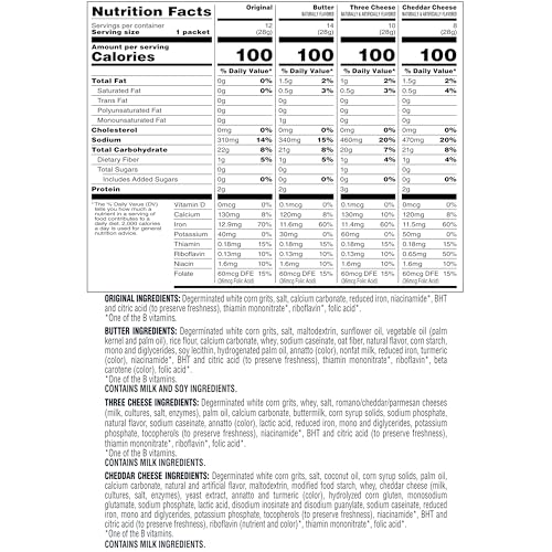 Quaker Instant Grits, 4 Flavor Variety Pack, 0.98oz Packets,44 Count (Pack of 1)