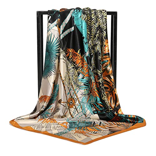 RIIQIICHY Head Scarf for Women Like Silk Satin Scarf for Hair Wrapping at Night Bandana Square Scarf for Sleeping 35 Inch4