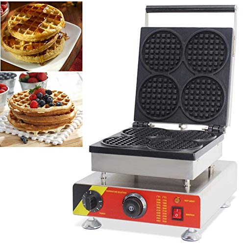 Hanchen NP-505 Professionelles Waffeleisen für belgische Waffeln, 4-teilig mit Temperatur-/Zeitkontrolle, Teflon-Antihaftbeschichtung