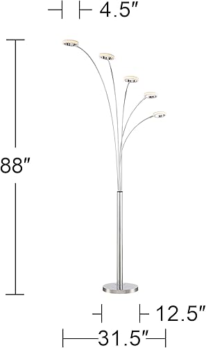 Miniatura 4 de Possini Euro Design Aldo - Lámpara de pie moderna de arco de mediados de siglo con 5 luces LED de 88 pulgadas de alto, pantalla redonda cromada y