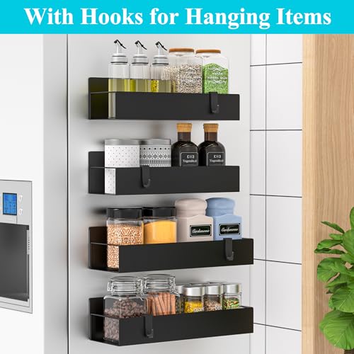 Image of HuggieGems Magnetic Water Bottle Holder for Refrigerator, Cup Holder Organizer for Stanley and Tumbler for Kitchen, 4 Pack, Metal Black