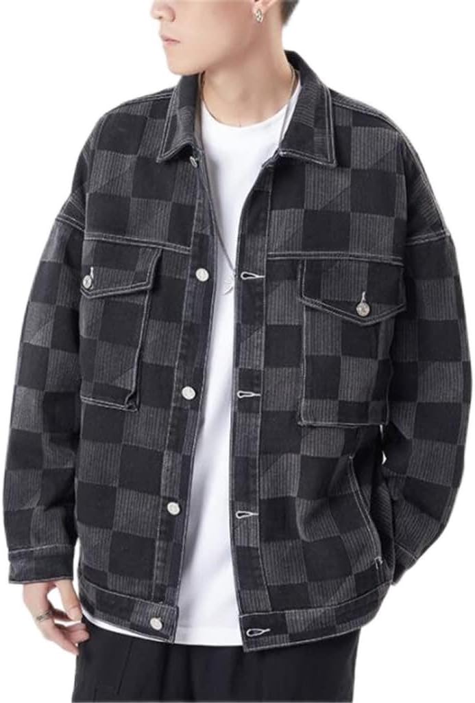 High Street Brushed Loose Lapel Top Jacket Men's Spring And Autumn Retro Denim(3XL code)